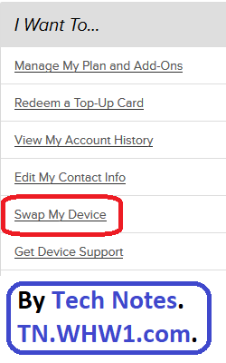 Select Swap Phone link